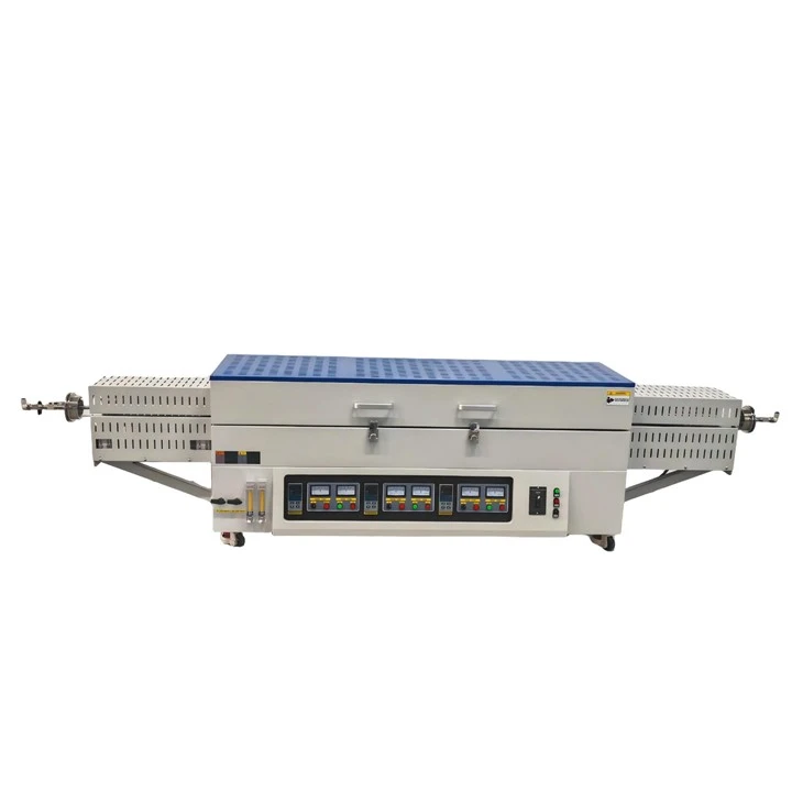 Вакуумная вращающаяся трубчатая печь CVD 1200C с 3 зонами нагрева